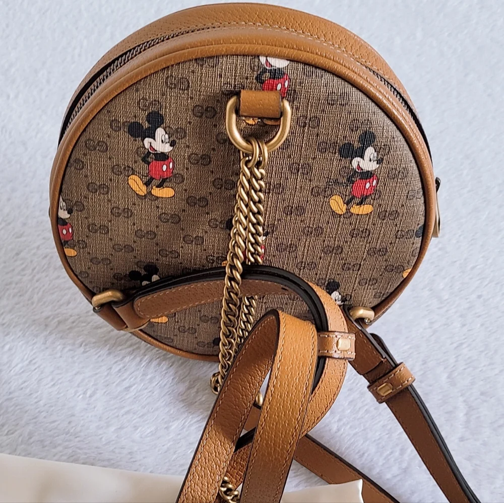 Authentic Gucci x Disney Mickey Mouse GG  Supreme Monogram Mini Round Backpack - Picture 13 of 16